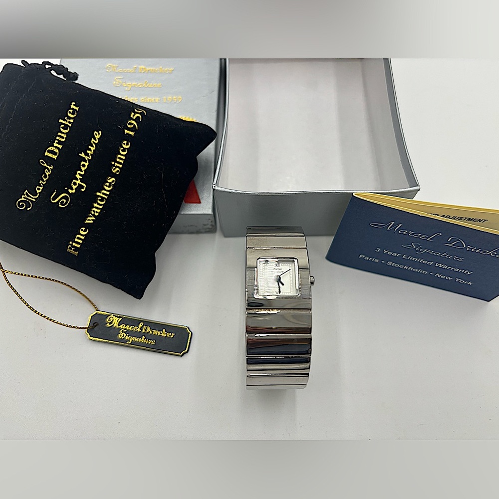 MARCEL DRUCKER Vintage Bracelet Cuff Watch, box, dust bag